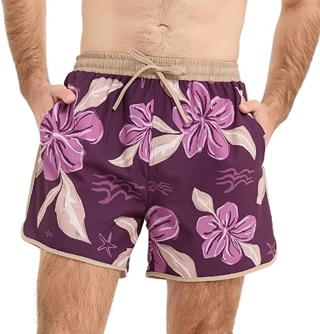 Photo 1 of [Size 3XL] LUIGRAD Mens Swim Trunks with Mesh Lining 4 Way Stretch Swimming Trunks for Men with Pockets Quick Dry Floral Shorts