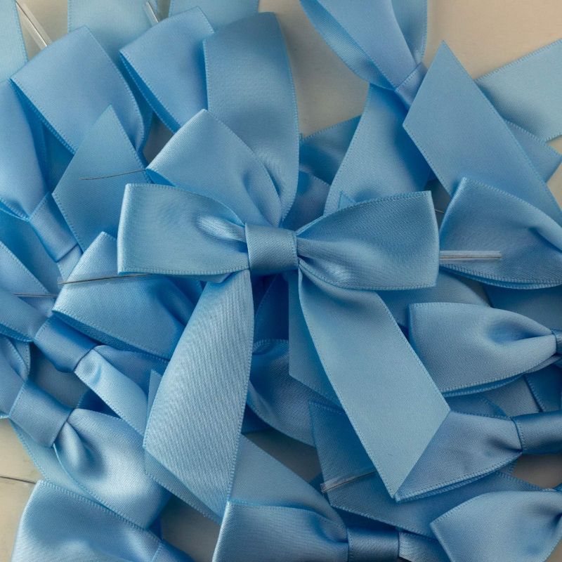 Photo 1 of 7Rainbows 30pcs Boutique 2.5" Light Blue Satin Ribbon Twist Tie Bows for Tying Up Packages Gift Wrapping
