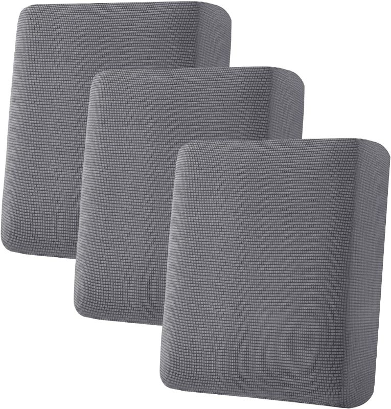 Photo 1 of 3 Pack - H.Versailtex Stretch Seat Couch Cushion Covers Grey
