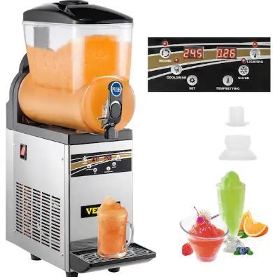 Photo 1 of 527 oz. Silver Slushy 15 L Tank Commercial Margarita Machine 500-Watt Stainless Steel Snow Cone Machine
