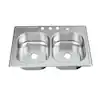 Photo 1 of 33 in. Drop-In 50/50 Double Bowl 20 Gauge Stainless Steel Kitchen Sink
