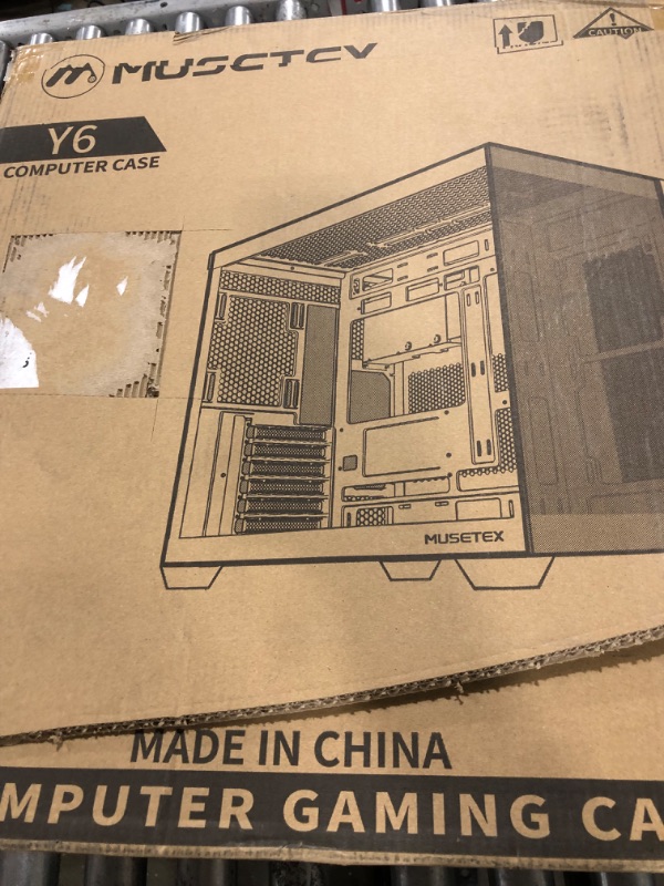 Photo 1 of MUSETEX ATX PC Case, 3 x 120mm Fans Pre-Installed, 360MM RAD Support, 270° Full View Tempered Glass Gaming PC Case with Type-C, Mid Tower ATX Computer Case, Black, Y6 Y6 Case Black