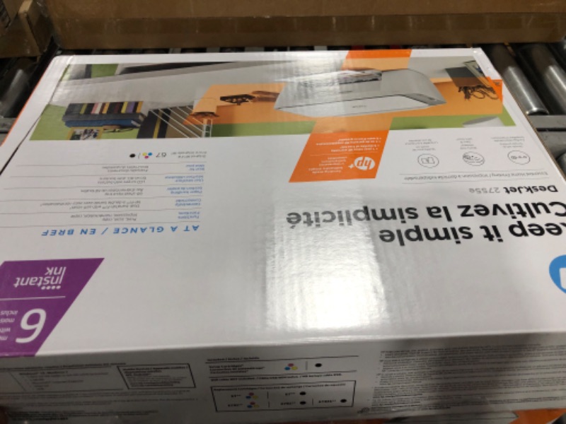 Photo 3 of HP DeskJet 2755e Wireless Color All-in-One Printer with bonus 6 months Instant Ink (26K67A), white