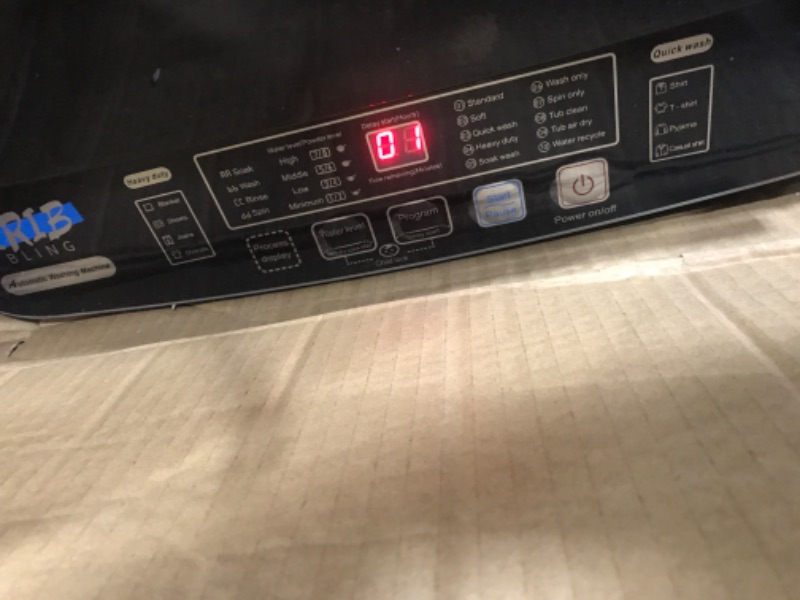 Photo 1 of Full Automatic Washing Machine, 15.6 lbs Top Load Portable Washer with Drain Pump, LED Display with 10 Programs & 8 Water Levels Selections, Ideal for Apartment, Dorm, RV, Camping, Dark Gold