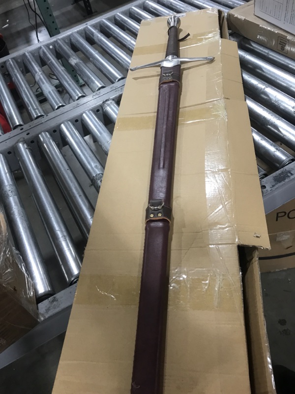 Photo 3 of Medieval Sword Warrior Real Hand Forged Spring Steel 46" with Black/Brown Scabbard Longsword Modernization Handmade Full-Tang Tempered