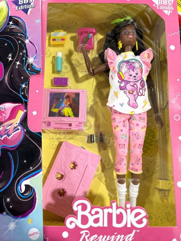 Photo 2 of Barbie Rewind Doll & Accessories with Curly Black Hair & 1980s-inspired Slumber Party Outfit, Collectible & Displayable