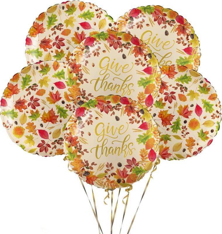 Photo 1 of 10-Piece Fall Birthday Party Decorations, Autumn Harvest Foil Balloons - Disposable Fall Leaves Design for Thanksgiving, Classroom Decorations and Autumn Party Themes, 18 Inch