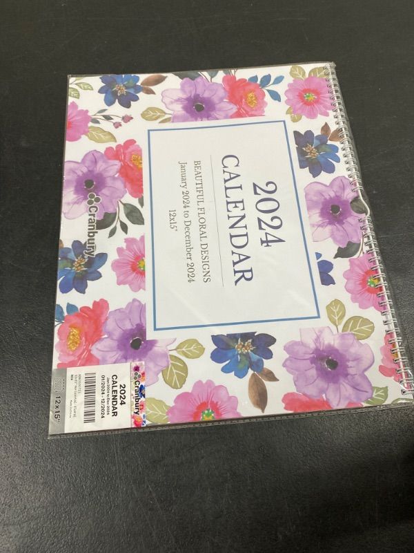 Photo 2 of CRANBURY Large Wall Calendar 2024 (Floral), 12x15", Use Nov 2023 - Dec 2024, Calendar Year 2024, 12 x 15 Floral Calendar, Hanging Wall Calendar, with Stickers Floral Nov 2023 - Dec 2024