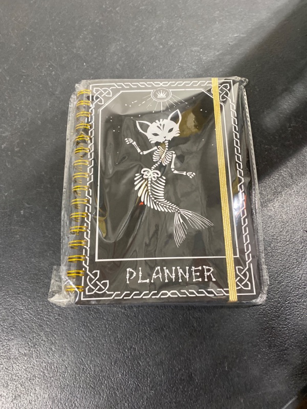 Photo 2 of 2024 Planner, 12-Month Weekly Monthly Planner from JAN.2024 to DEC.2024, 8.4" X 6", Planner Notebook with Spiral Bound, Stickers & Sticky Index Tabs, Fox-Fish Skull Black - 01