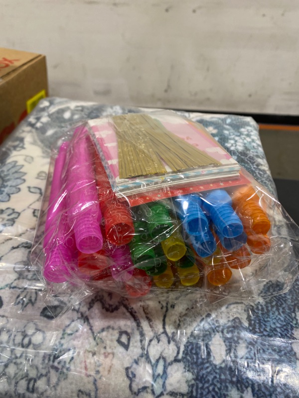 Photo 1 of Anditoy 24 Pack Valentines Cards with Mini Pop Tubes Toys for Kids School Class Classroom Valentines Day Gifts Prizes Party Favors
