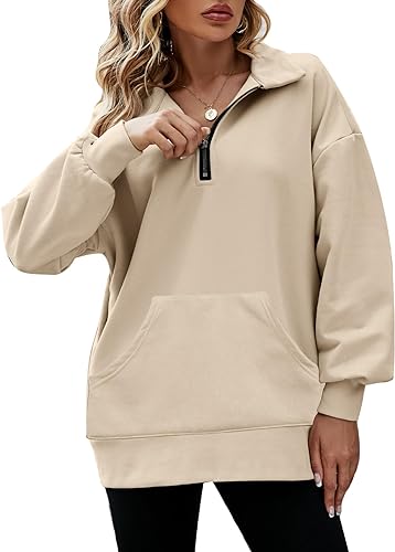 Photo 1 of [Size S] COZYPOIN Womens Half Zip Oversized Pullover Long Sleeve Sweatshirts Hoodie Sweater For Teen Girls Y2K