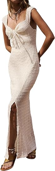 Photo 1 of [Size M] YOBECHO Womens Sleeveless Bodycon Maxi Dresses Casual Summer Boho Elastic Strappy Slip Beach Sundress
