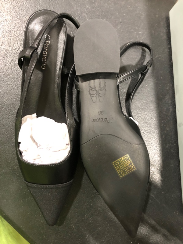 Photo 1 of [Size 7.5] C. Paravano Pointed Toe Elegant Slingback Flats- Black