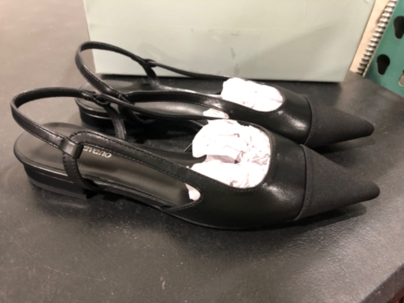 Photo 2 of [Size 7.5] C. Paravano Pointed Toe Elegant Slingback Flats- Black