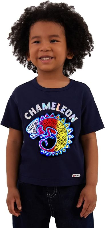 Photo 1 of [Size 6-7y] PATPAT-Go Glow Kids Glow Party Clothes Light Up Short Sleeve Tee Shirt Graphic Print T-Shirt Top- Chameleon