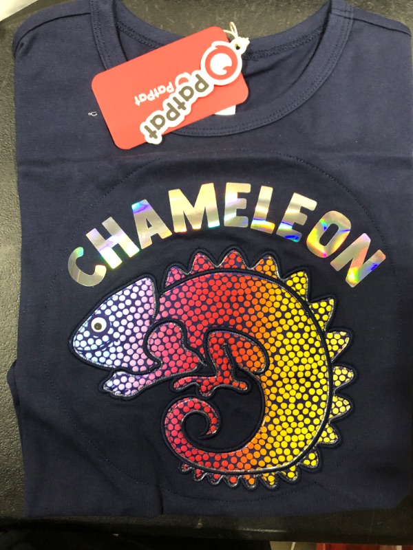 Photo 2 of [Size 6-7y] PATPAT-Go Glow Kids Glow Party Clothes Light Up Short Sleeve Tee Shirt Graphic Print T-Shirt Top- Chameleon