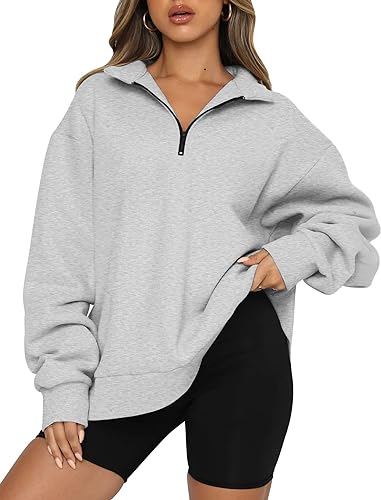 Photo 1 of [Size L] COZYPOIN Womens Half Zip Oversized Pullover Long Sleeve Sweatshirts Hoodie Sweater For Teen Girls Y2K