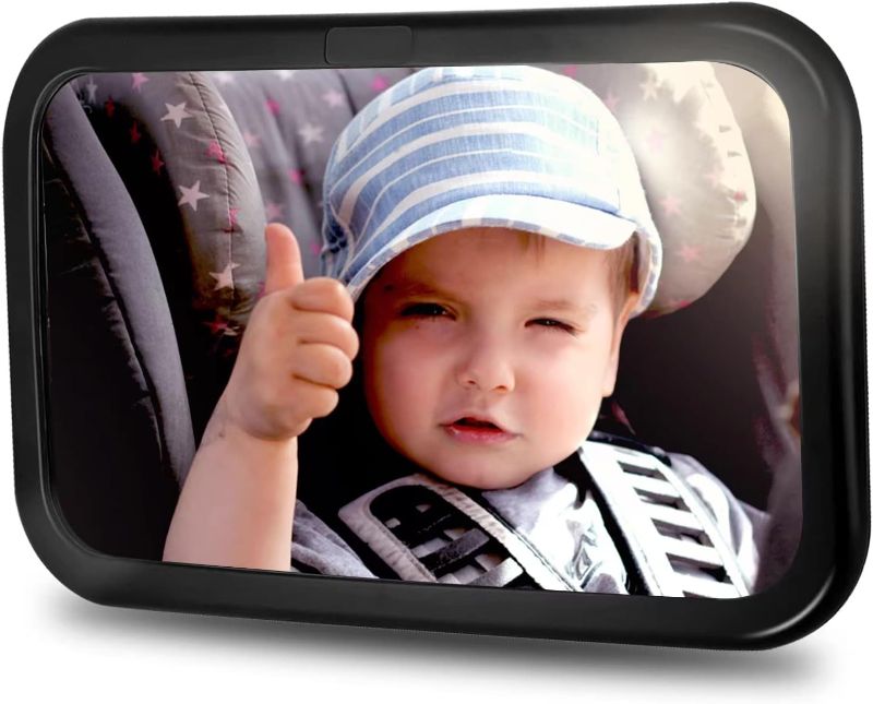 Photo 1 of Baby Car Mirror, Rear Facing Car Mirror with Wide Clear View, Safety Car Seat Mirror Car Monitor for Rear Facing Infant, Shatterproof Baby Mirror, 360° Backseat Mirror, Easily Observe the Baby Move
