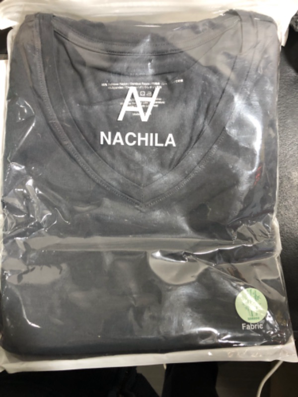 Photo 2 of [Size S] NACHILA T Shirts for Men-Viscose Made from Bamboo, 3 Pack Short Sleeve Undershirts Crew Neck Shirts Comfy Tee B-Charcoal/Charcoal/Charcoal