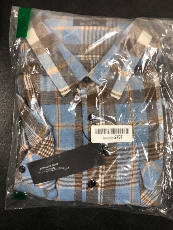 Photo 2 of [Size 2XL] MCEDAR Men’s Plaid Flannel Shirts-Long Sleeve Casual Button Down Slim Fit Outfit for Camp Hanging Out or Work
