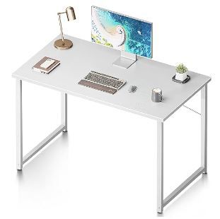 Photo 1 of Coleshome 40 Inch Computer Desk, Modern Simple Style Desk for Home Office, Study Student Writing Desk, White