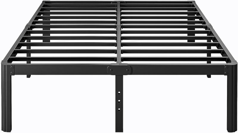 Photo 1 of 14 Inch High Platform Metal King Size Bed Frame, King Bed Frame no Box Spring Needed, Heavy Duty, Noise Free, Easy Assembly, Black
