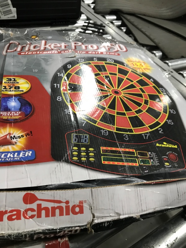 Photo 2 of Arachnid Cricket Pro 450 Electronic Dartboard Features 31 Games with 178 Variations and Includes Two Sets of Soft Tip Darts , Black/Red, 19.00 x 1.00 x 19.00 inches