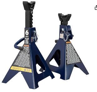 Photo 1 of **MISSING ONE HEAD** TCE 6 Ton (12,000 LBs) Capacity Double Locking Steel Jack Stands, 2 Pack, Blue, AT46002AU 