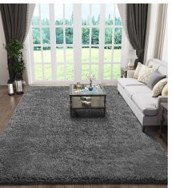Photo 1 of Ophanie Rugs for Living Room 5x8 Grey, Fluffy Shag Large Fuzzy Plush Soft Area Rug, Gray Shaggy Carpets for Bedroom, Kids Home Decor Aesthetic 5x8 Feet Grey