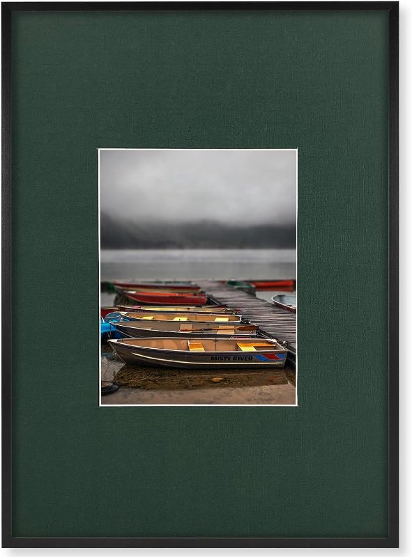 Photo 1 of 11"x14" Black Picture Frame with Green Mat for 6x8 Picture 1PCS, Snap Poster Frame, Aluminum Wall Frame for Home Decoration
