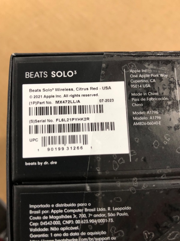 Photo 3 of Beats Solo3 Wireless On-Ear Headphones - Apple W1 Headphone Chip, Class 1 Bluetooth, 40 Hours of Listening Time, Built-in Microphone - Red (Latest Model) Citrus Red Solo3