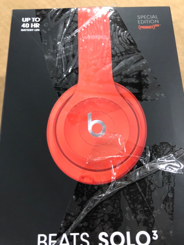 Photo 4 of Beats Solo3 Wireless On-Ear Headphones - Apple W1 Headphone Chip, Class 1 Bluetooth, 40 Hours of Listening Time, Built-in Microphone - Red (Latest Model) Citrus Red Solo3