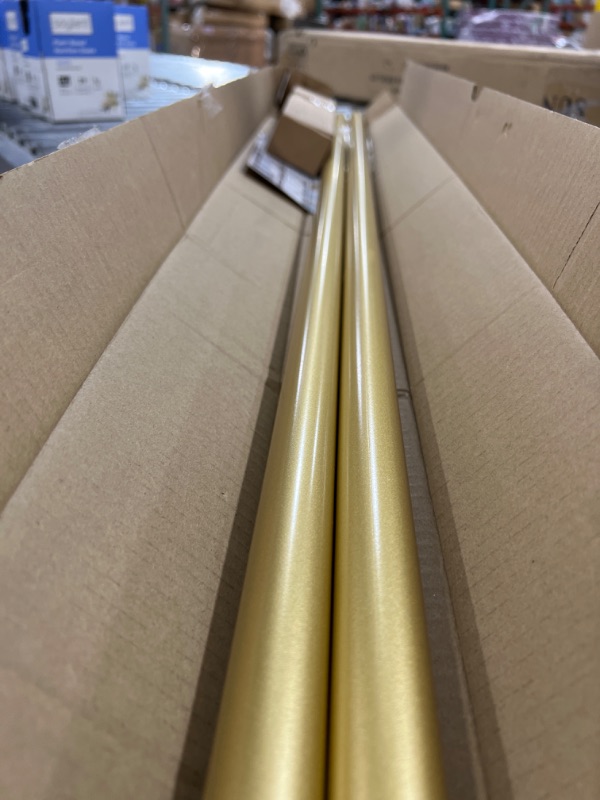 Photo 2 of 2 Pack Gold Curtain Rods for Windows 48 to 84 Inch(4-7ft),1 Inch Diameter Heavy Duty Curtain Rods,Cylindrical End Cap Curtain Rod,Modern Adjustable Drapery Rods,Window Curtains Rod 48-84",Gold 48-84"&2 pack Gold