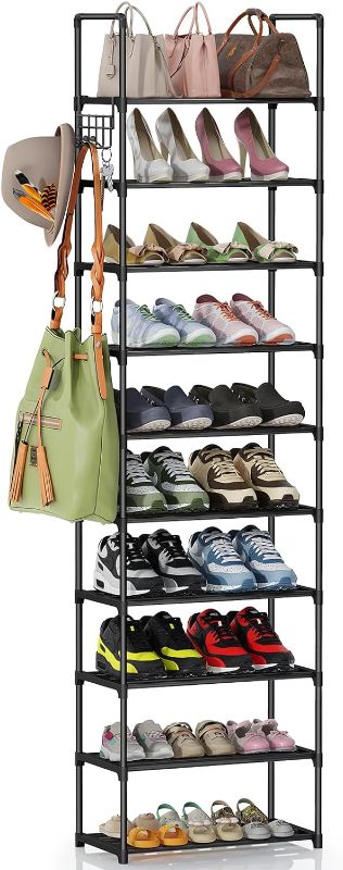 Photo 1 of 10 Tier Shoe Rack for Closet and Entryway Storage - Space Saving Organizer for 20-24 Pairs of Shoes and Boots With Anti-Tip Anchors Kit