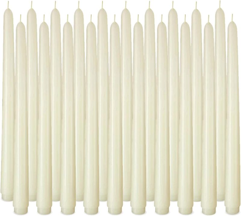 Photo 1 of 20 Pack Ivory Taper Candles, 7-8 Hours Burn Time, Unscented, Smokeless and Dripless, 4/5 x 10 Inch Dinner Candle Set for Household, Wedding, Party and Home Décor Candlesticks

