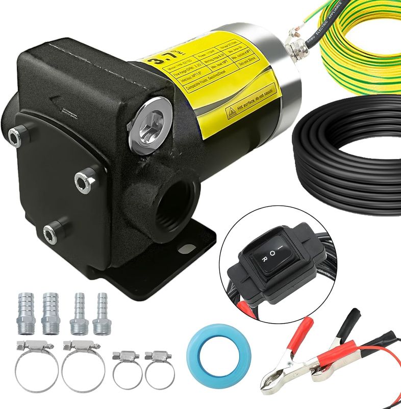 Photo 1 of 12V DC Automatic Gasoline Fuel Transfer Pump with Forward and Reverse Pumping, Portable Liquid Pump for Gasoline, Diesel, Kerosene & More
