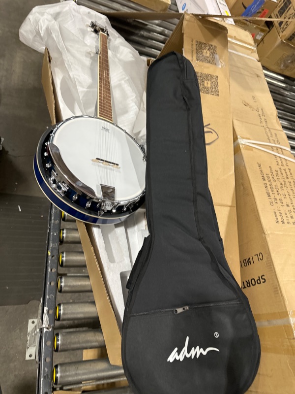 Photo 2 of ADM 5 String Banjo Guitar Kit with Remo Drum Head and Geared 5th Tuner, 24 Bracket Beginner Banjoe Set Gift Package with Free Lessons & Starter Accessories for Adult Teenager (Large-Blueburst)