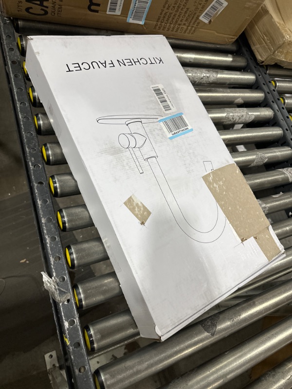 Photo 1 of SOKA Commercial Kitchen Faucet with Pull Down Sprayer RV Touch Faucet for Kitchen Sink Singel Handle Travel Trailer Brushed Nickel Kitchen Faucet High Arc Fit for 1 & 3 Hole with Desk Plate 2 Function Brushed Nickel + S