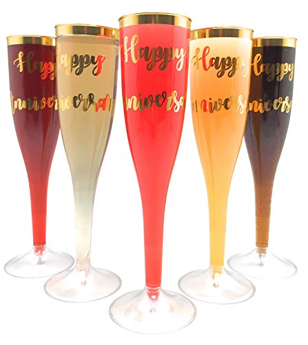 Photo 1 of 30 Pc Anniversary Gold Rimmed Champagne Toasting Flutes Happy Anniversary Champagne Glasses for Anniversary Parties Anniversary Bulk Party Pack Annive
