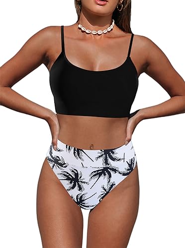 Photo 1 of [Size L] Avanova Women's 2 Piece Swimsuits Cow Print Scoop Neck High Waisted Bikini Set