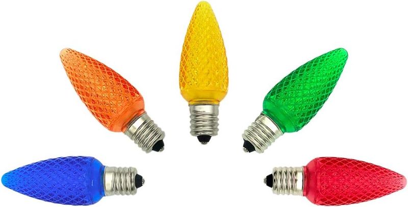 Photo 1 of 25 Pack E17 Socket ETL listed Faceted LED Replacement Bulbs C9 Dimmable Christmas Light Bulb(multicolor)
