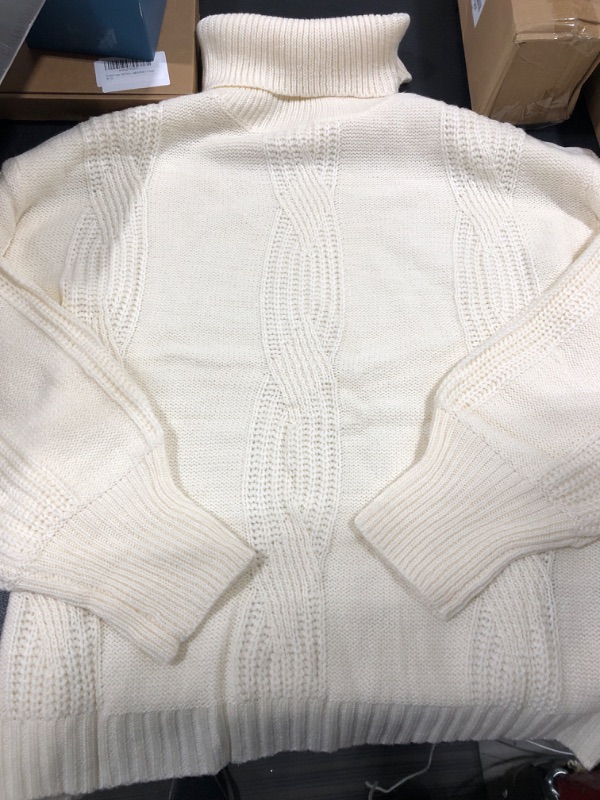 Photo 1 of [Size L] Ladies Cable knit Turtle Neck Sweater- Cream