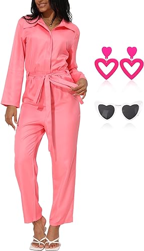 Photo 1 of [Size S] CICOCI Adult Pink Jumpsuit Women Bachelorette Outfit Oversize Movie Costume Coverall Overalls Long Sleeves Halloween Cosplay
