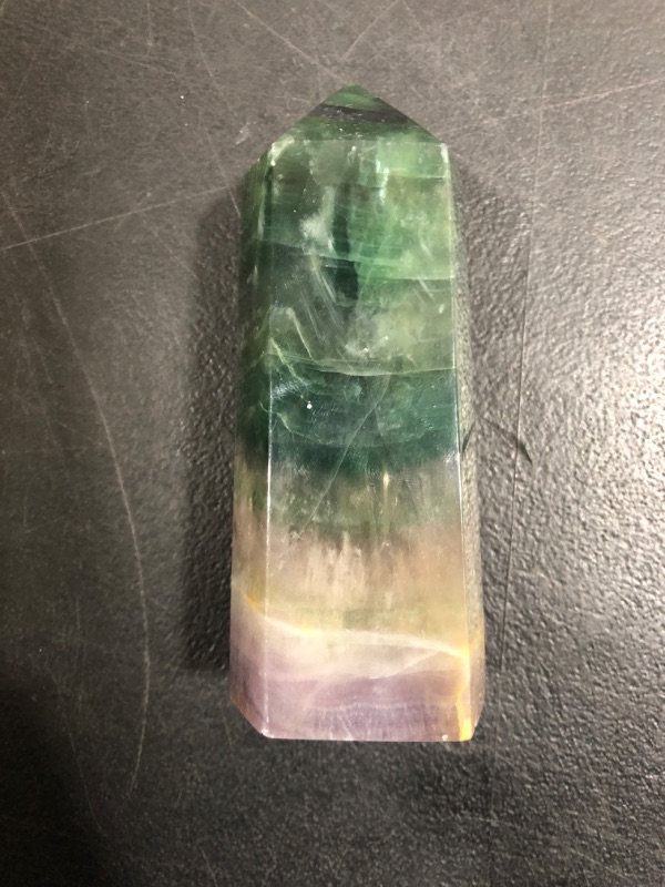 Photo 2 of 1053G Natural green fluorite obelisk quartz crystal energy column
