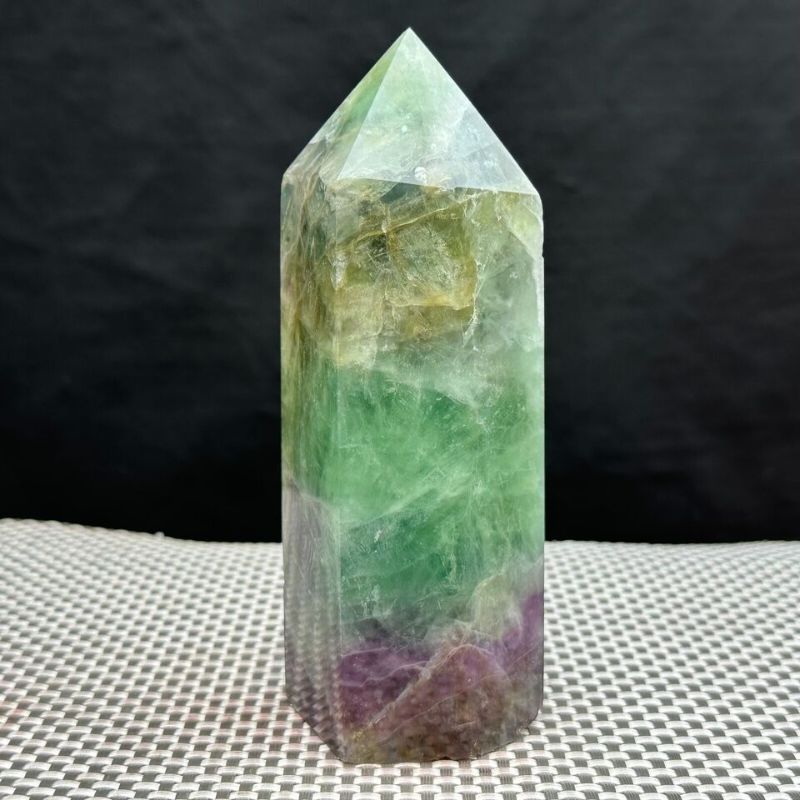 Photo 1 of 1053G Natural green fluorite obelisk quartz crystal energy column
