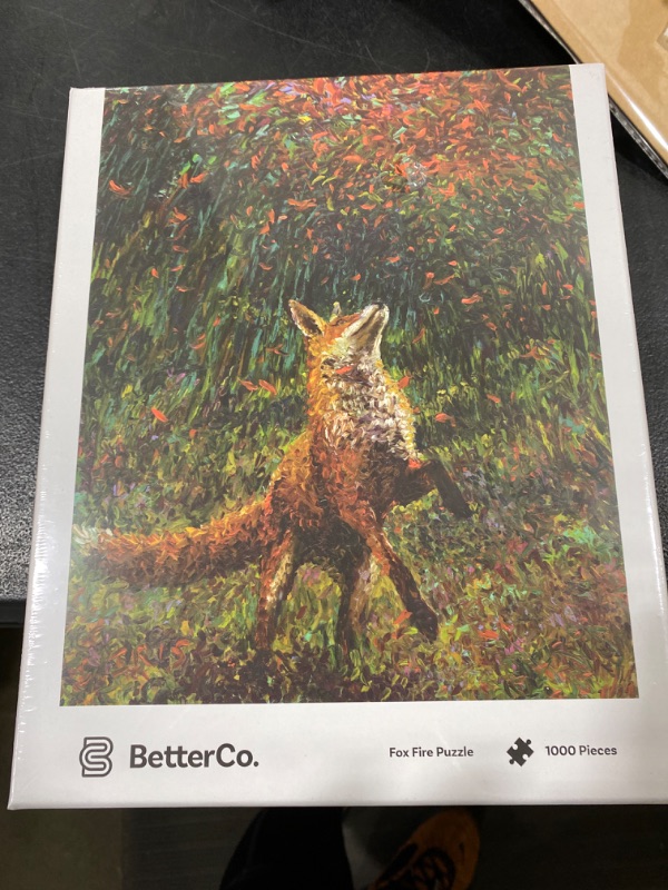 Photo 2 of BetterCo. Fox Fire Puzzle by Iris Scott - Contemporary Modern Finger Paint Design - 1000 Pieces Jigsaw Puzzle for Adults