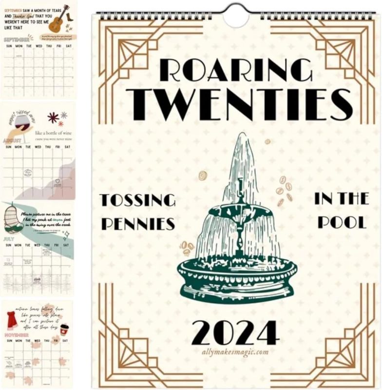 Photo 1 of 2 PACK 2024 Roaring Twenties Calendar Wall Calendar, 2024 TS Lyrics Calendar?2024 Lyric Calendar TS Roaring Twenties Taylor Calendar, 12 Monthly Calendar Planner, Music Lover Gifts
