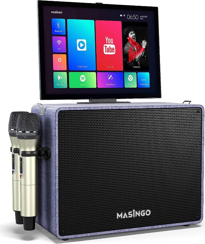 Photo 1 of Professional Karaoke Machine with Lyrics Display Screen for Adults, 2 Wireless Microphones, Bluetooth Portable PA Speaker System Set with Built in 15" Touch Tablet with Android & WiFi, Alto X6
