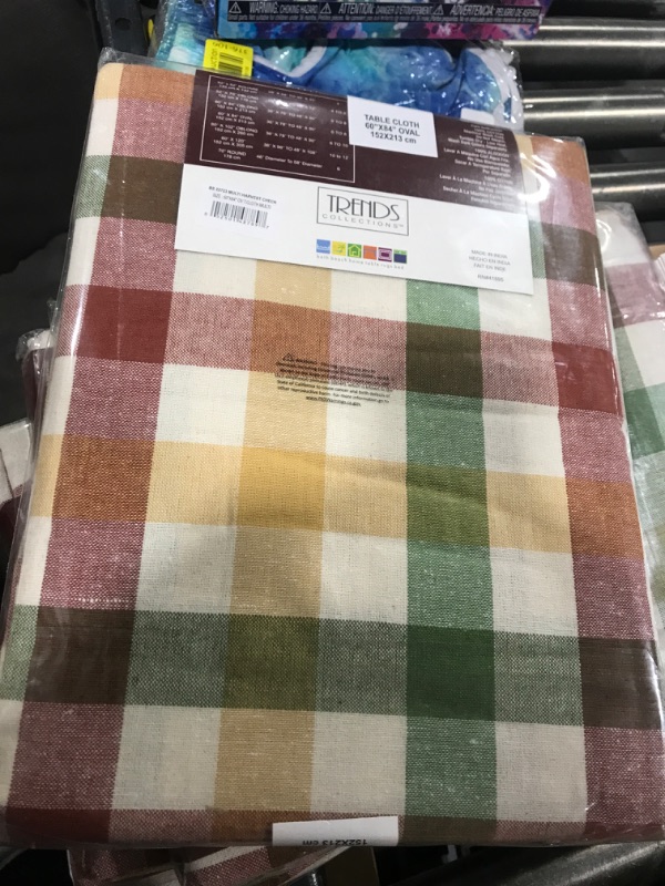 Photo 1 of  Harvest Woven Plaid Cotton Tablecloth for Fall/Thanksgiving, 60"x84" Oval