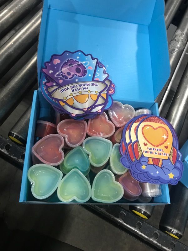 Photo 1 of 30 Pack Galaxy Slime Hearts, Valentines Day Gifts Cards for Kids Classroom Exchange Prize, Valentine's Party Favors for Boys Girls, Valentine's Greeting Cards, Valentine Exchange Gifts